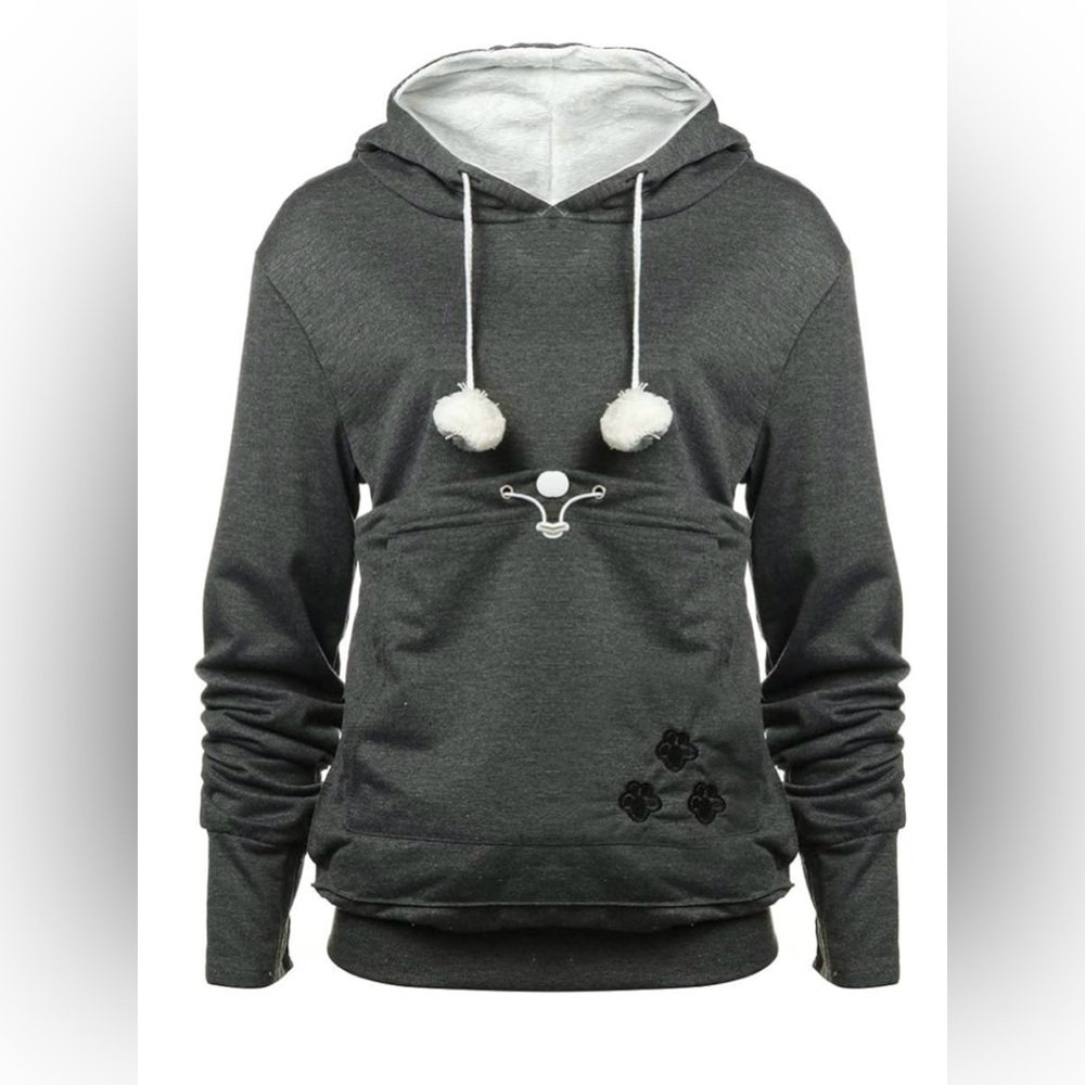 Womens Pouch Hoodie Big Kangaroo Little Pet Dog Cat Carrier Sweatshirts